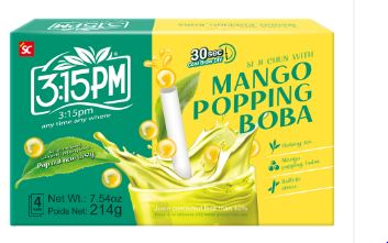 3:15 Mango popping boba milk tea/244g