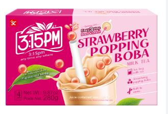 3:15 Strawberry popping boba milk tea/244g