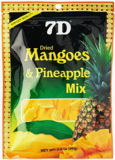 7D Dried Mangoes & Pineapple Mix/80g