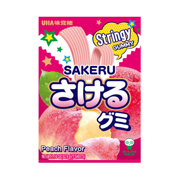 UHA Stringy Gummy Candy White Peach/32.9g