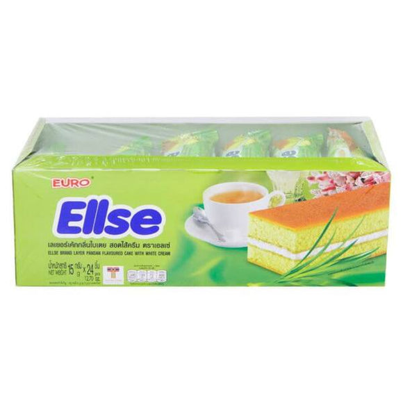 Ellse Brand Pandan Layer Flavored Cake with White Cream/15g*24p