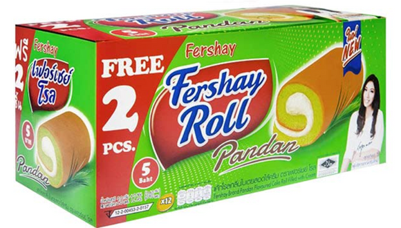 Fershay Pandan Cake Rolls Filled With Cream/20g