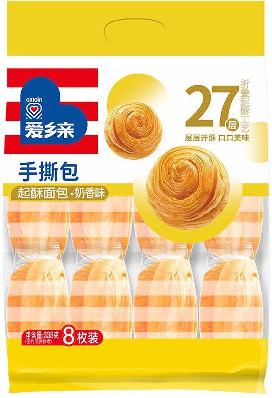 Axiqin Hand Pulled Puff Bread-Milk/338g